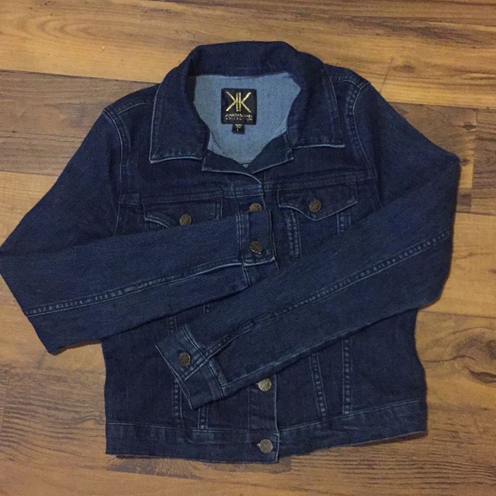 🌻Kk denim jacket (L)(teen) dark blue(stretchy)
